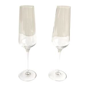 Clear Glass Champagne Flutes Stemmed Glasses Set of 2 Footed Coupes Wedding Gift